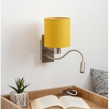 Brilagi - Giętki kinkiet LED NUBILA 1xE27/25W/230V + LED/3W matowy chrom/żółty