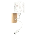 Brilagi - giętki kinkiet ścienny LED dla dzieci BOBO WOOD 1xE27/25W/230V + LED/3W dąb/biały/króliczki