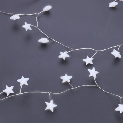 Brilagi - girlanda LED, 40 diod LED, zasilanie 3×AA, długość 1,8 m, ciepła biała, gwiazdy