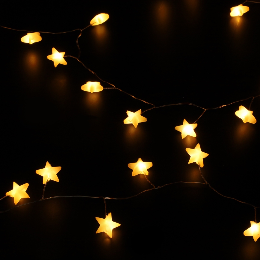 Brilagi - girlanda LED, 40 diod LED, zasilanie 3×AA, długość 1,8 m, ciepła biała, gwiazdy