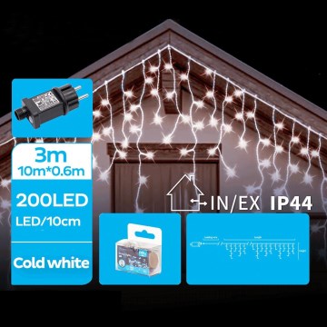 Brilagi - Girlanda LED zewnętrzna 200xLED/8 trybów 13x0,6m IP44 zimna biel