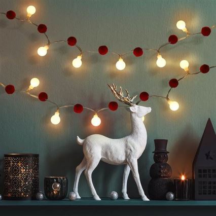 Brilagi - Girlanda świąteczna LED, 20 diod LED, zasilana 2×AA, długość 1,8 m, ciepła biel