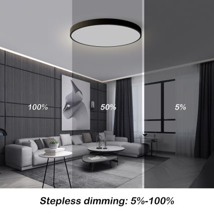 Brilagi - ściemnialna oprawa sufitowa LED POOL SMART LED/100W/230V 3000-6000K śr. 80 cm Wi-Fi Tuya czarna + pilot zdalnego sterowania