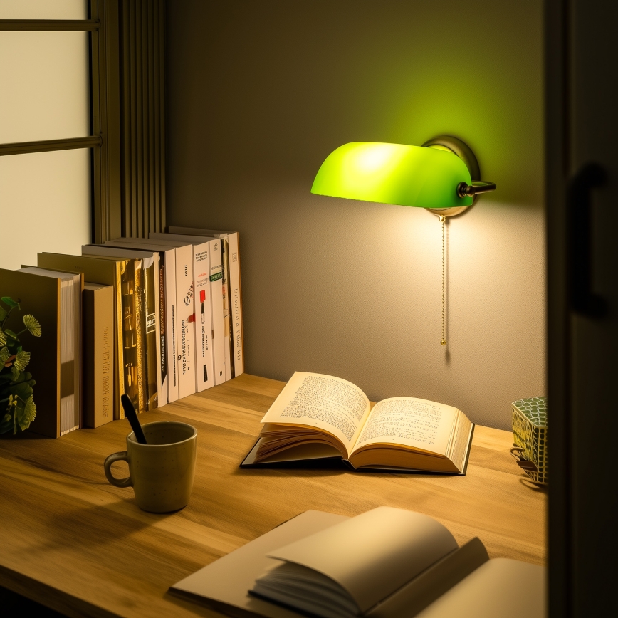 Brilagi - Kinkiet BANK OFFICE 1xE27/60W/230V mosiądz/zielony