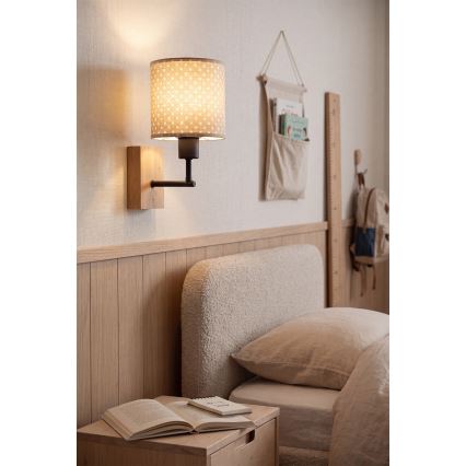 Brilagi - Dziecięca lampa ścienna BOBO WOOD 1xE27/25W/230V dąb/czarny/beżowy/kropki