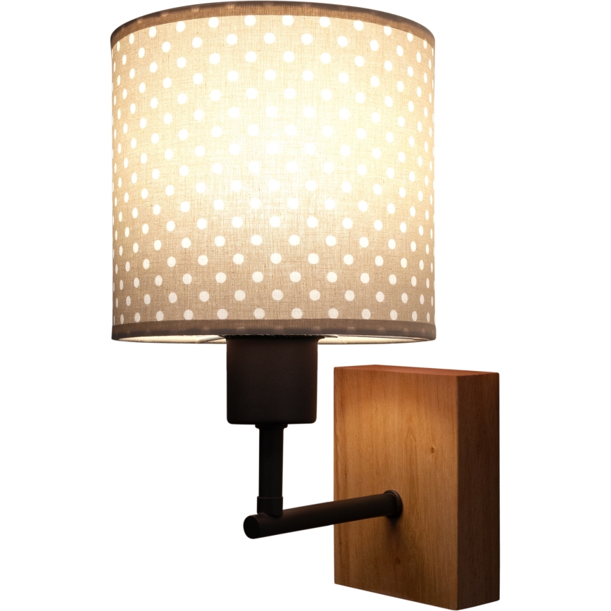 Brilagi - Dziecięca lampa ścienna BOBO WOOD 1xE27/25W/230V dąb/czarny/beżowy/kropki