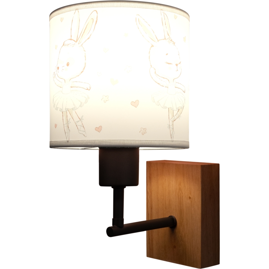 Brilagi - Dziecięcy kinkiet BOBO WOOD 1xE27/25W/230V dąb/czarny/biały/króliczki