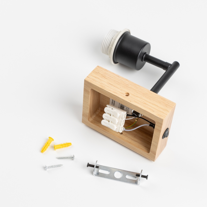 BRILAGI - Dziecięca lampa ścienna BOBO WOOD 1xE27/25W/230V dąb/czarny/biały/zwierzątka