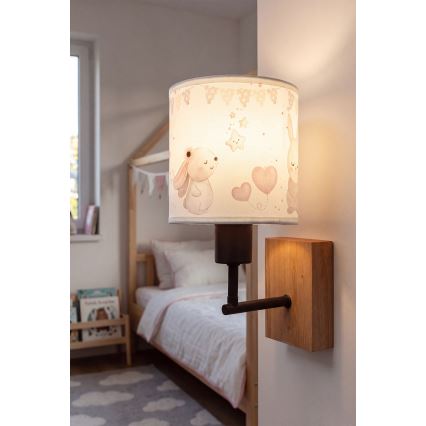 Brilagi - Kinkiet dziecięcy BOBO WOOD 1xE27/25W/230V dąb/czarny/kremowy/zajączki