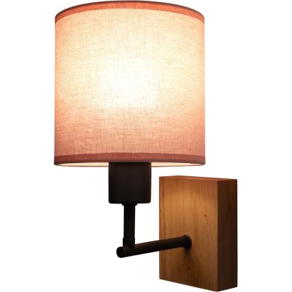 Brilagi - Dziecięca lampa ścienna BOBO WOOD 1xE27/25W/230V dąb/czarny/różowy