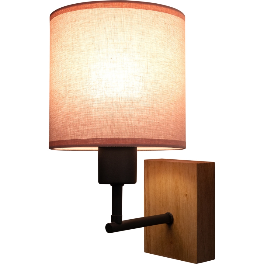 Brilagi - Dziecięca lampa ścienna BOBO WOOD 1xE27/25W/230V dąb/czarny/różowy