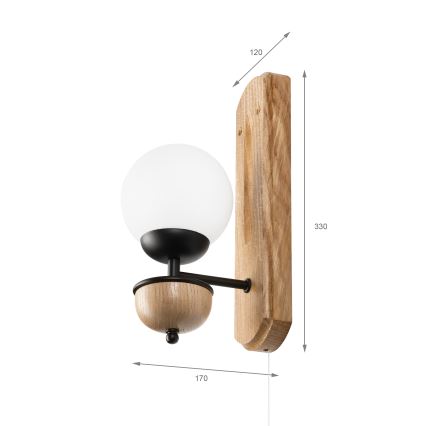 Brilagi - Kinkiet COTTAGE 1xG9/40W/230V dąb/biały