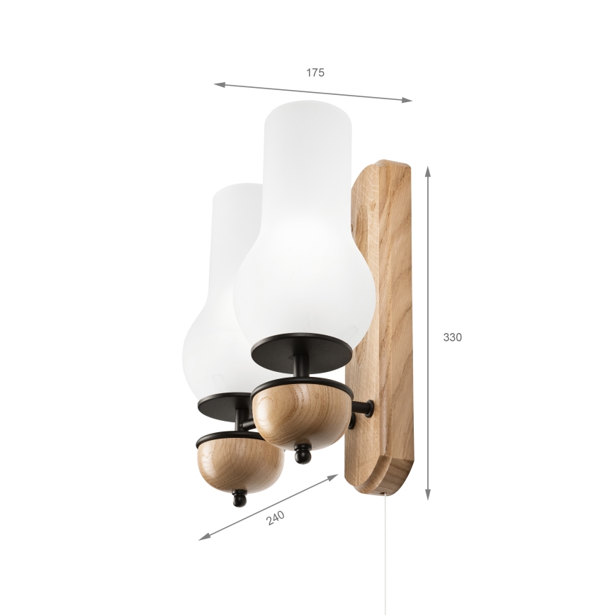 Brilagi - Kinkiet COTTAGE 2xE14/40W/230V dąb/biały