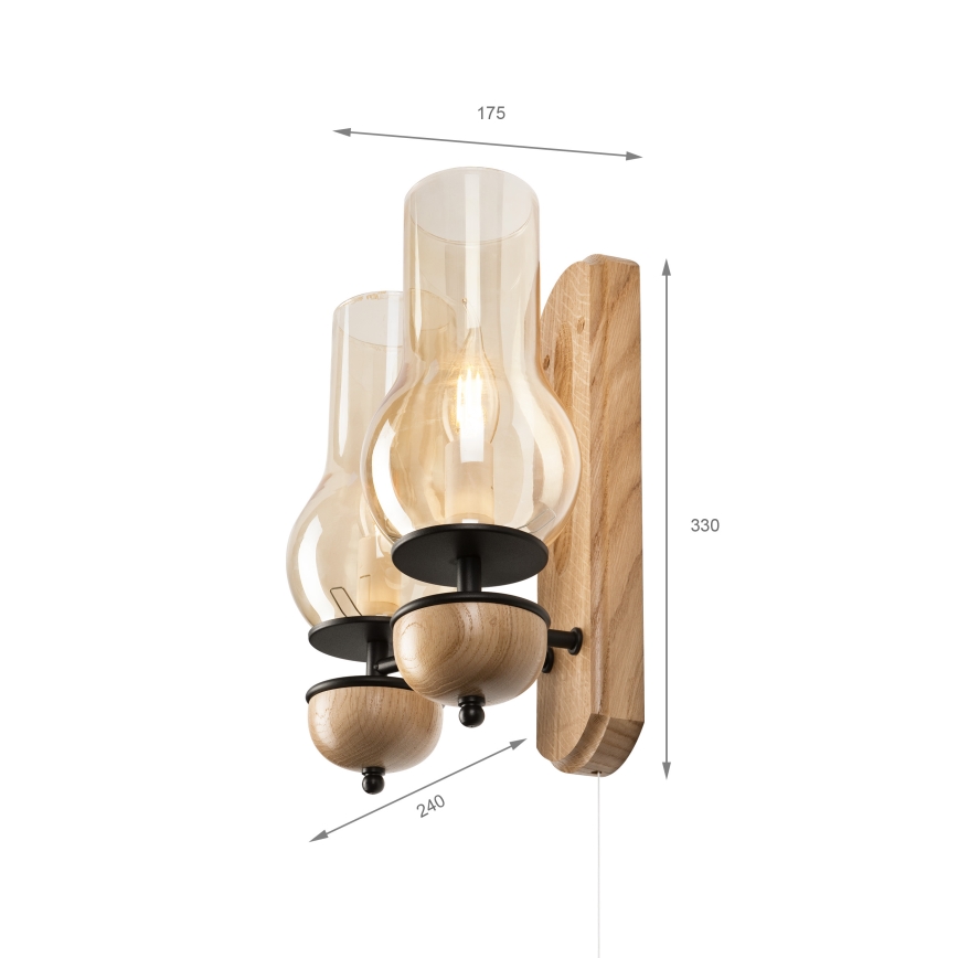 Brilagi - Kinkiet COTTAGE 2xE14/40W/230V dąb/brązowy