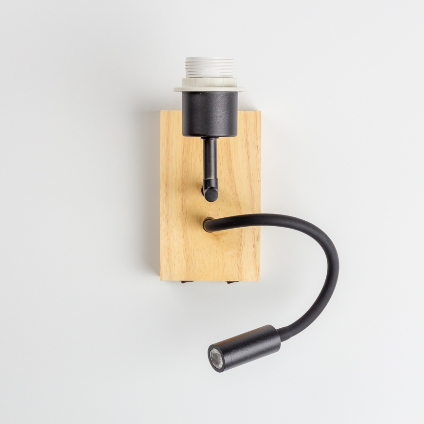 Brilagi - Elastyczna lampa ścienna LED NUBILA WOOD 1xE27/25W/230V + LED/3W dąb/czarny/pomarańczowy