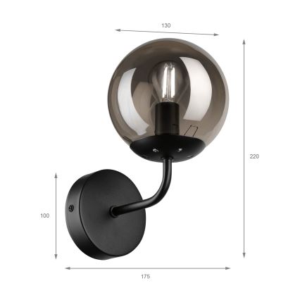 Brilagi - Kinkiet MALIVA 1xE14/15W/230V czarny/przydymiony