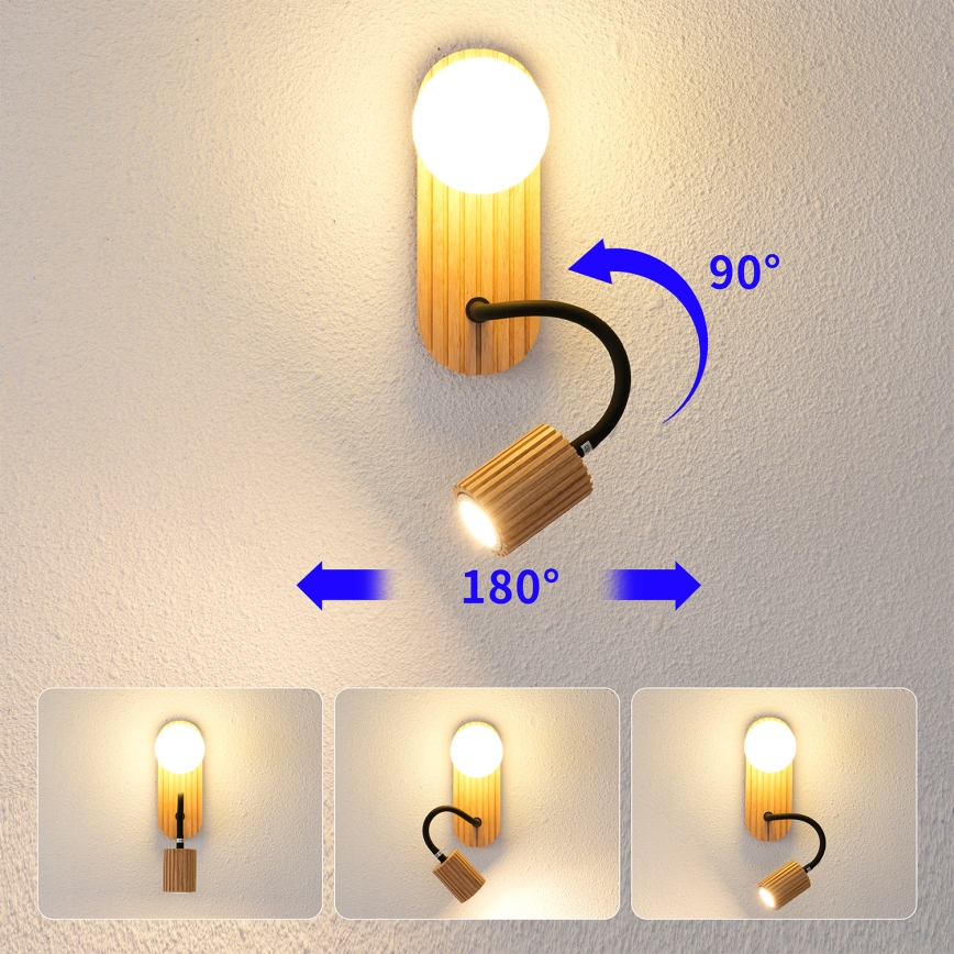 Brilagi - Kinkiet MODERN WOOD 1xG9/5W/230V + 1xGU10/8W drewno