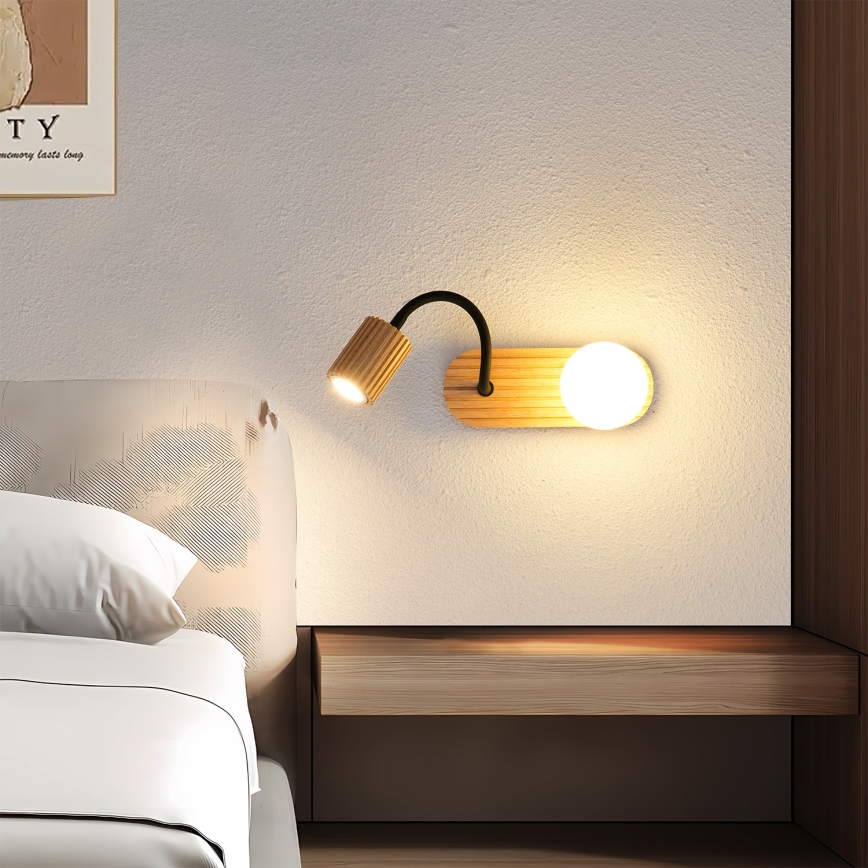 Brilagi - Kinkiet MODERN WOOD 1xG9/5W/230V + 1xGU10/8W z drewna kauczukowego