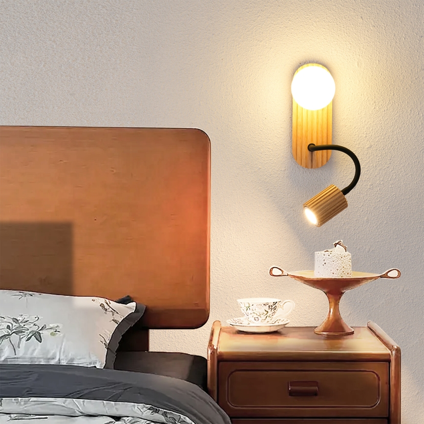 Brilagi - Kinkiet MODERN WOOD 1xG9/5W/230V + 1xGU10/8W z drewna kauczukowego