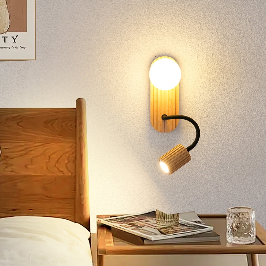 Brilagi - Kinkiet MODERN WOOD 1xG9/5W/230V + 1xGU10/8W z drewna kauczukowego