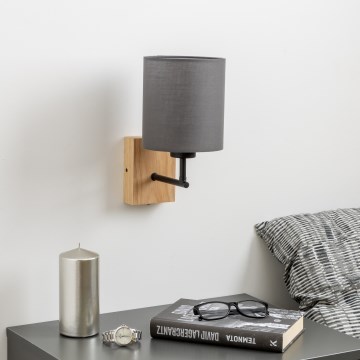Brilagi - Kinkiet NUBILA WOOD 1xE27/25W/230V dąb/antracyt