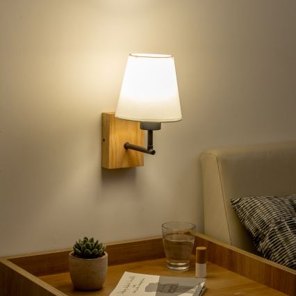 Brilagi - Kinkiet NUBILA WOOD 1xE27/25W/230V dąb/biały
