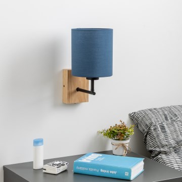 Brilagi - Kinkiet NUBILA WOOD 1xE27/25W/230V dąb/ciemnoniebieski
