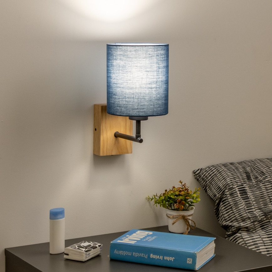 Brilagi - Kinkiet NUBILA WOOD 1xE27/25W/230V dąb/ciemnoniebieski