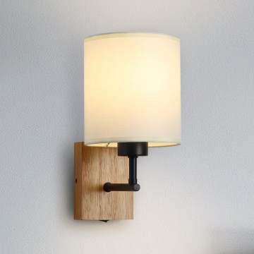 Brilagi - Kinkiet NUBILA WOOD 1xE27/25W/230V dąb/czarny/kremowy