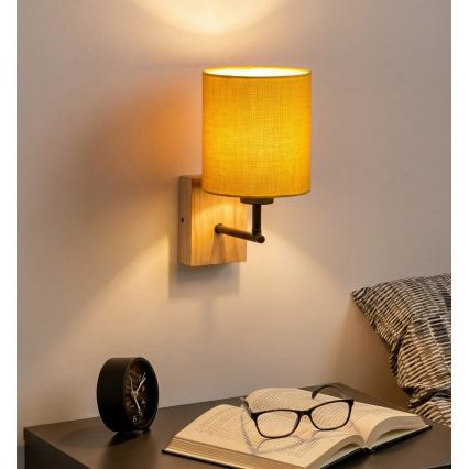 Brilagi - Kinkiet NUBILA WOOD 1xE27/25W/230V dąb/czarny/żółty
