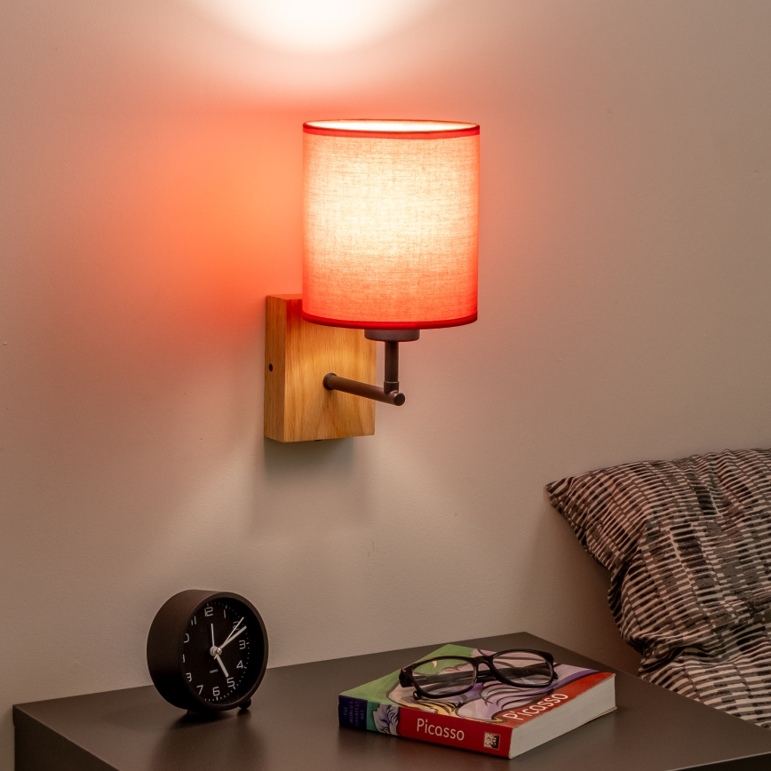 Brilagi - Kinkiet NUBILA WOOD 1xE27/25W/230V dąb/czerwony
