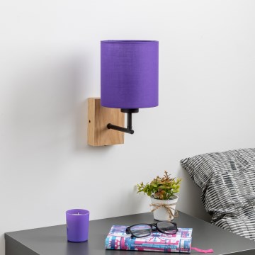 Brilagi - Kinkiet NUBILA WOOD 1xE27/25W/230V dąb/fioletowy
