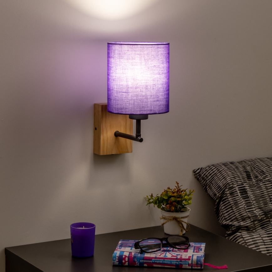 Brilagi - Kinkiet NUBILA WOOD 1xE27/25W/230V dąb/fioletowy