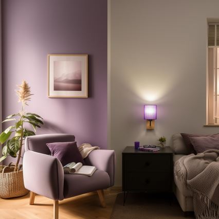 Brilagi - Kinkiet NUBILA WOOD 1xE27/25W/230V dąb/fioletowy