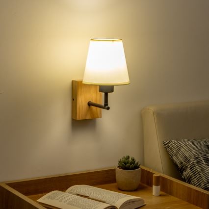 Brilagi - Kinkiet NUBILA WOOD 1xE27/25W/230V dąb/kremowy
