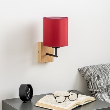 Brilagi - Kinkiet NUBILA WOOD 1xE27/25W/230V dąb/pompejska czerwony