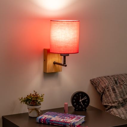 Brilagi - Kinkiet NUBILA WOOD 1xE27/25W/230V dąb/różowy