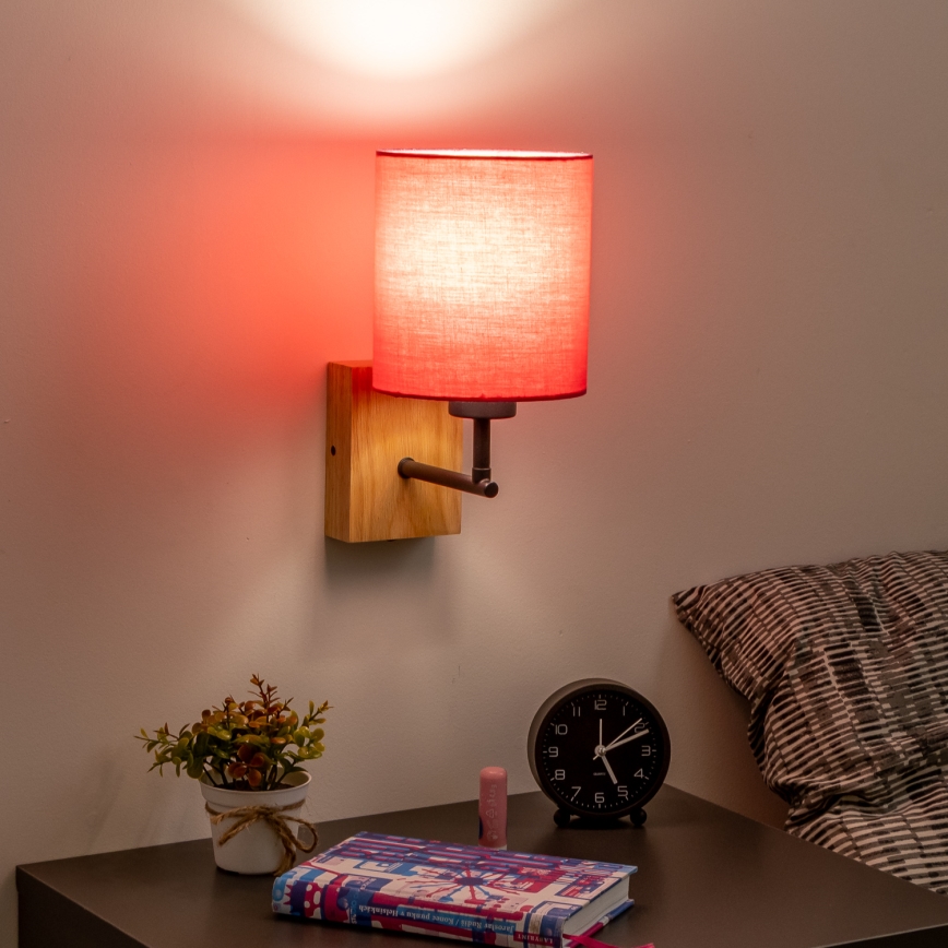 Brilagi - Kinkiet NUBILA WOOD 1xE27/25W/230V dąb/różowy