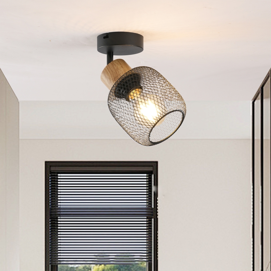 Brilagi - Kinkiet punktowy BASKLITE 1xE27/15W/230V drewno/czarny