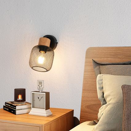 Brilagi - Kinkiet punktowy BASKLITE 1xE27/15W/230V drewno/czarny