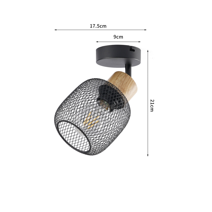 Brilagi - Kinkiet punktowy BASKLITE 1xE27/15W/230V drewno/czarny