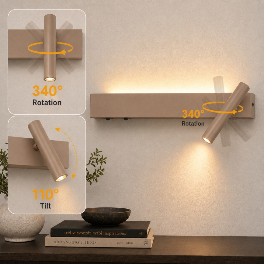 BRILAGI - Kinkiet punktowy LED ARLIX LED/3W/230V + LED/7W, beżowy, CRI 90