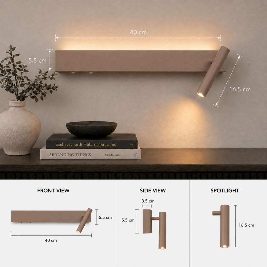 BRILAGI - Kinkiet punktowy LED ARLIX LED/3W/230V + LED/7W, beżowy, CRI 90