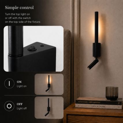 BRILAGI - Kinkiet punktowy LED VIXON LED/3W/230V + LED/5W czarny CRI 90
