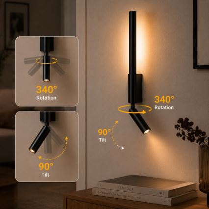 BRILAGI - Kinkiet punktowy LED VIXON LED/3W/230V + LED/5W czarny CRI 90