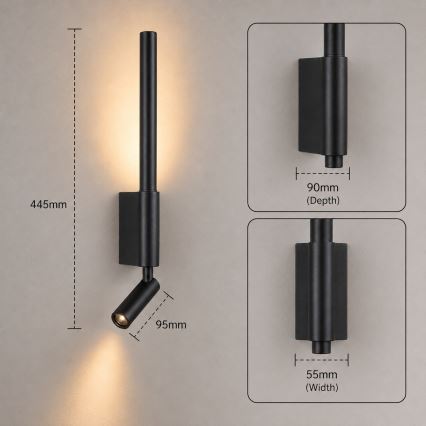 BRILAGI - Kinkiet punktowy LED VIXON LED/3W/230V + LED/5W czarny CRI 90