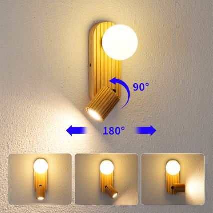 Brilagi - Kinkiet punktowy MODERN WOOD 1xG9/5W/230V + 1xGU10/8W drewno