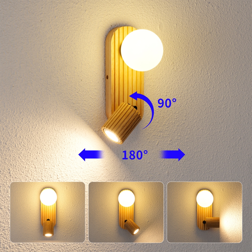 Brilagi - Kinkiet punktowy MODERN WOOD 1xG9/5W/230V + 1xGU10/8W drewno