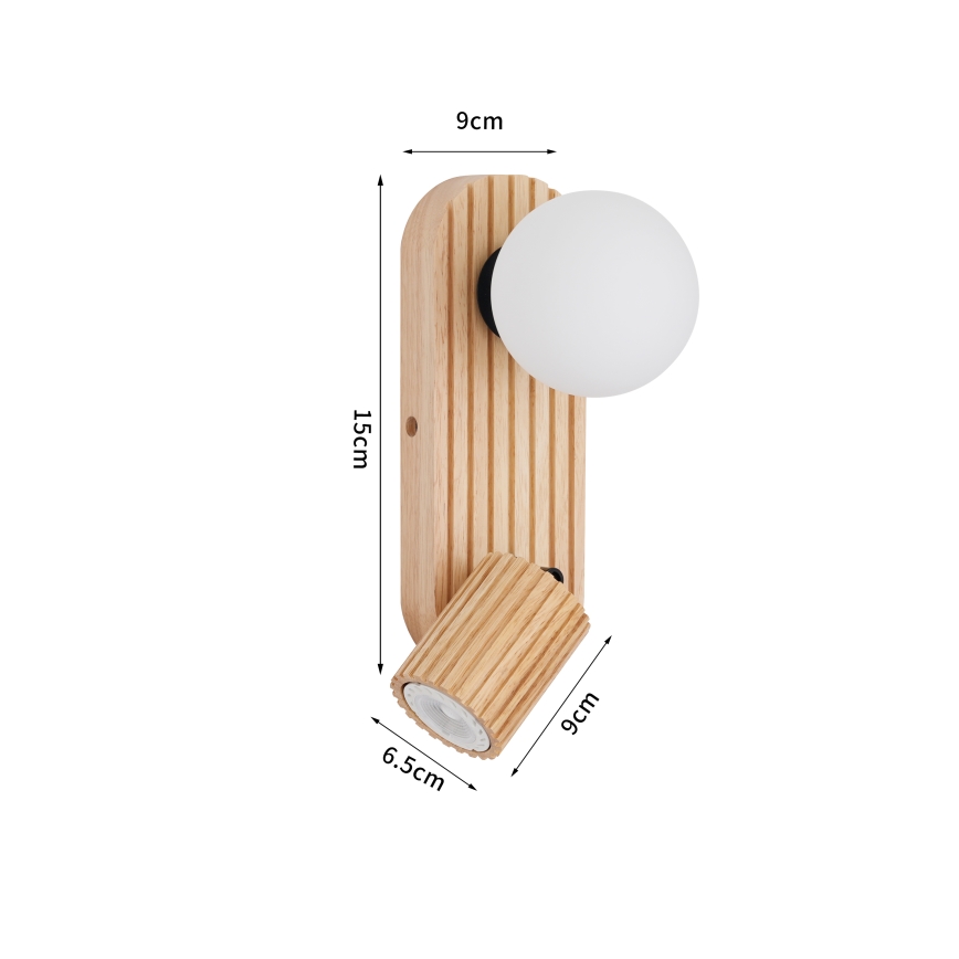 Brilagi - Kinkiet punktowy MODERN WOOD 1xG9/5W/230V + 1xGU10/8W kauczukowiec