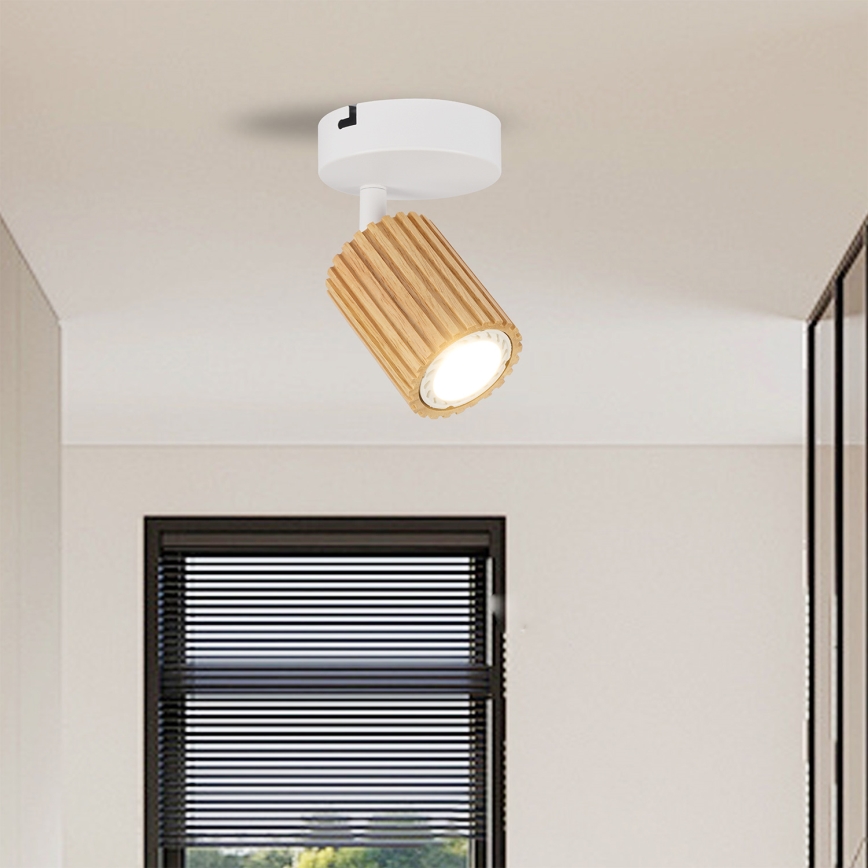 Brilagi - Kinkiet punktowy MODERN WOOD 1xGU10/8W/230V drewno kauczukowe/biały